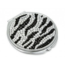 Compact Mirror - 12 PCS - Rhinestone Zebra Print - MR-GM1275Z